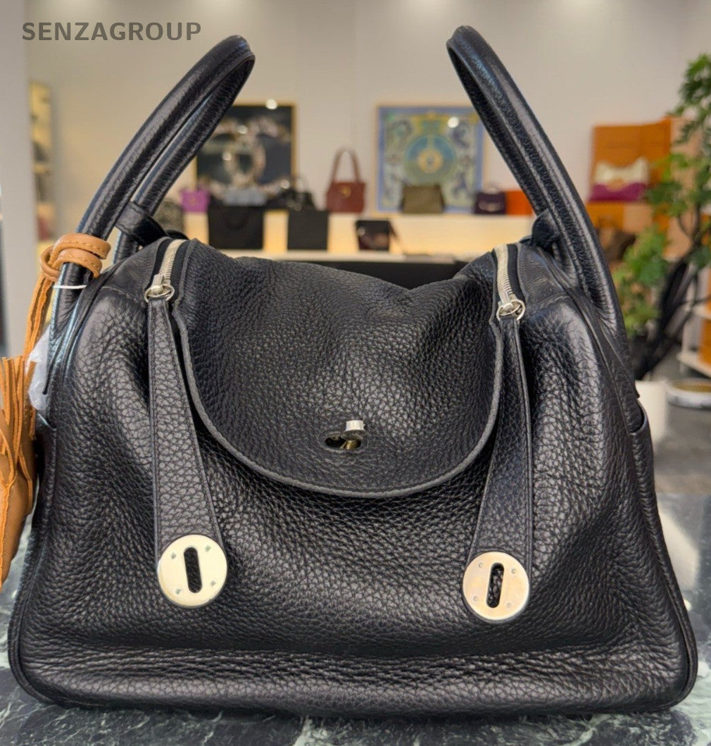 Hermes Lindy30 Shoulder Bag Black Silver Used Women Classic