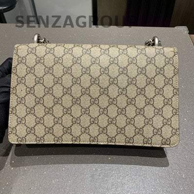 Gucci Dionysus Medium GG Supreme Shoulder Bag Brown Silver Hardware