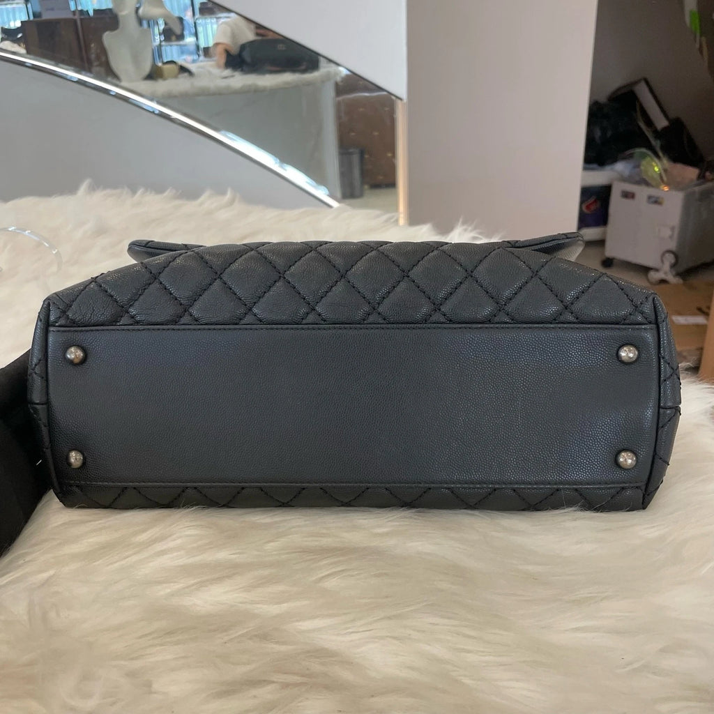 Chanel Coco Handle Large Black Caviar Leather Chain Shoulder Bag