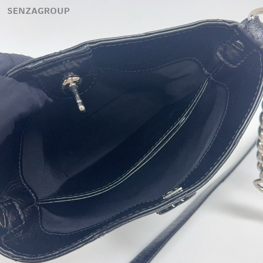 Chanel Waxed Calfskin 2ways Shoulder Crossbody Bag Women Black