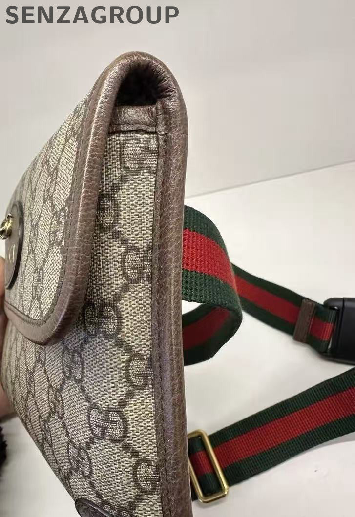 GUCCI Tiger Head Waist Bag Monogram Crossbody Unisex Classic Brown