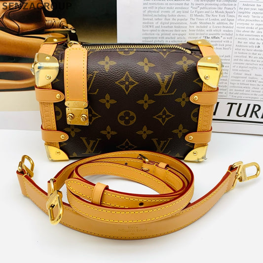 Louis Vuitton Soft Trunk Small Monogram Shoulder Crossbody Bag Brown Gold