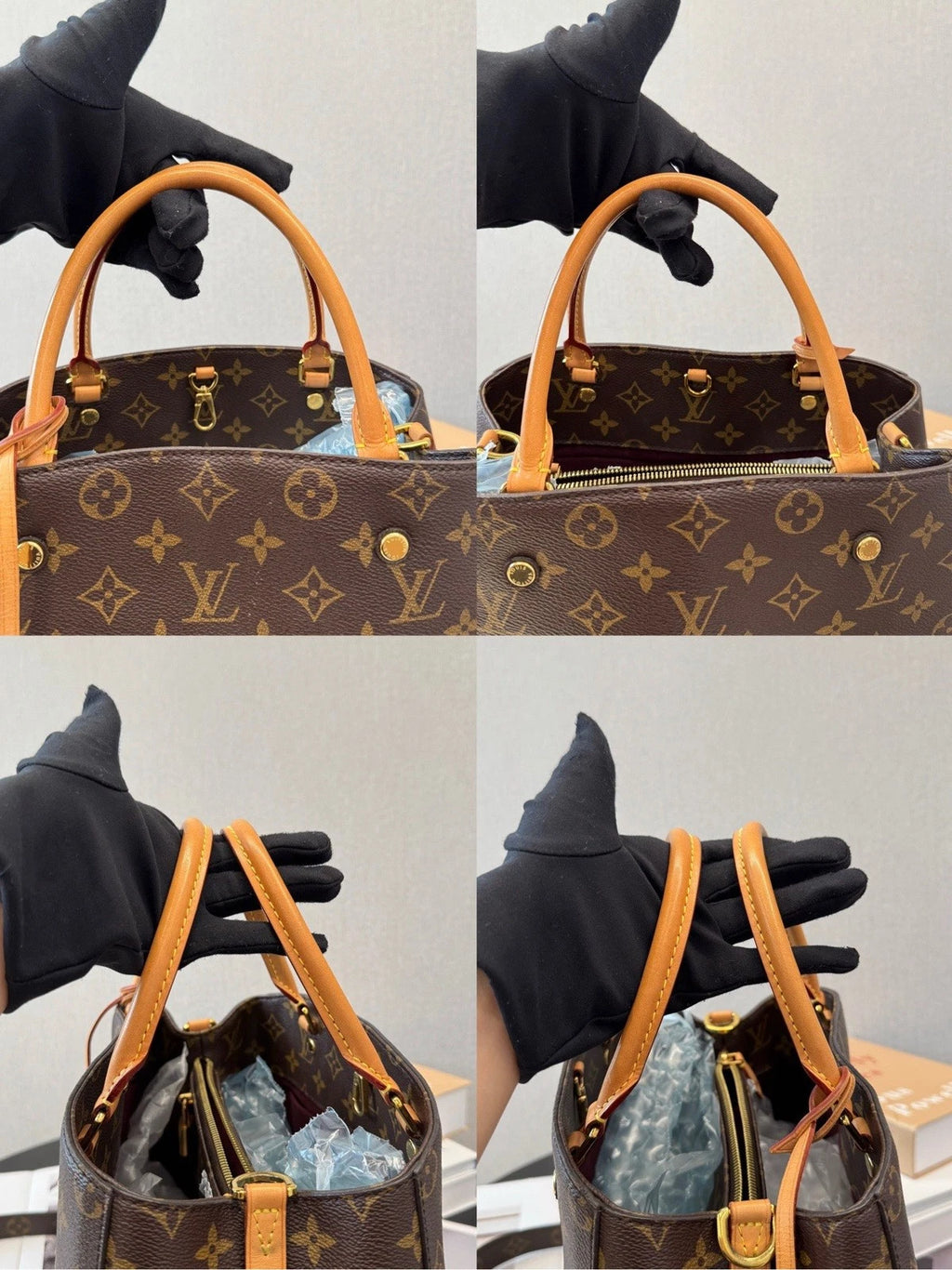 Louis Vuitton Montaigne MM Monogram Canvas Handbag Crossbody Gold Hardware