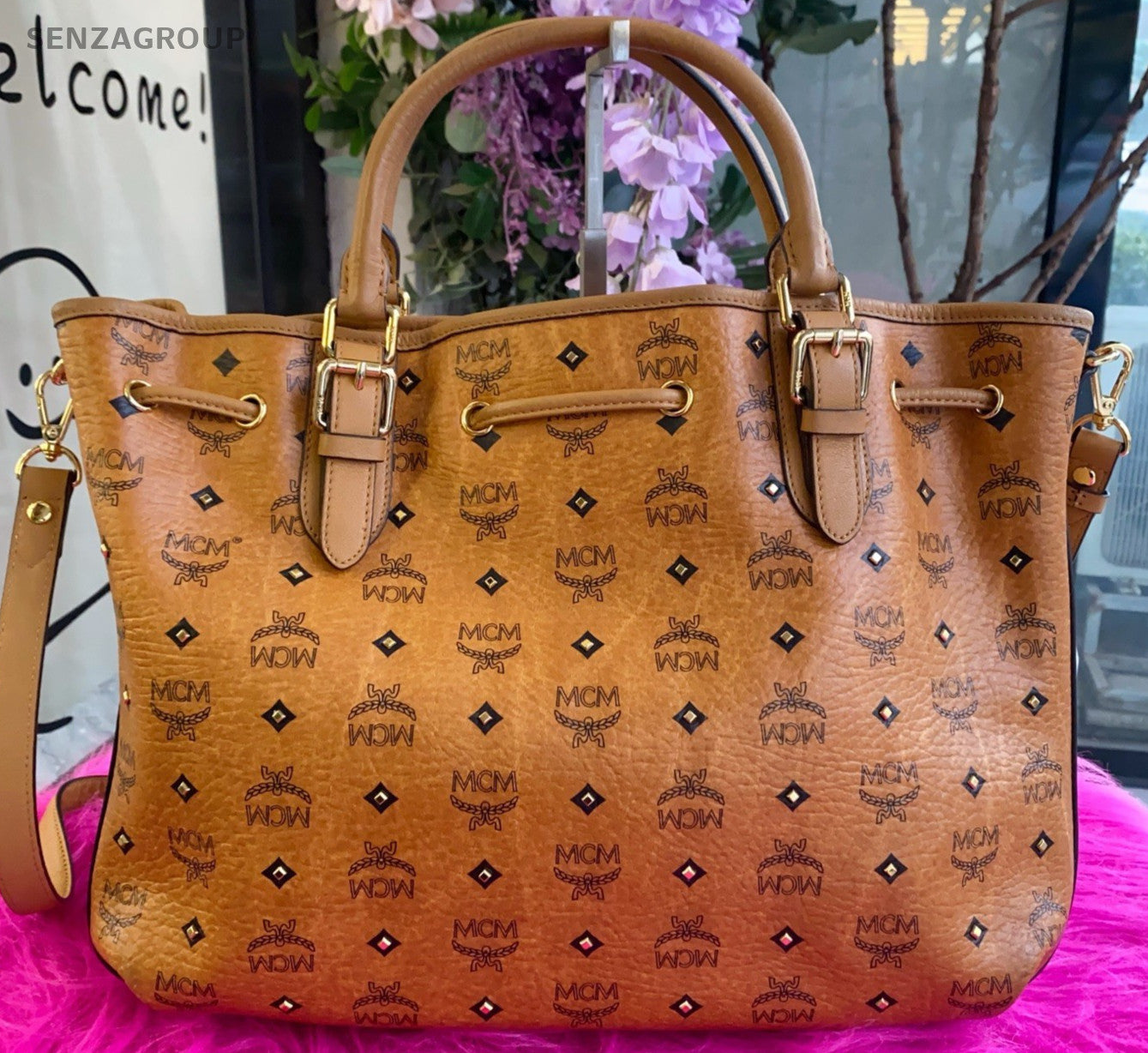 MCM Classic Caramel color Top Handle 2way Shoulder bag Bucket Drawstring Women