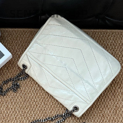 Saint Laurent YSL Niki Small Silver Chain Crossbody Bag Women
