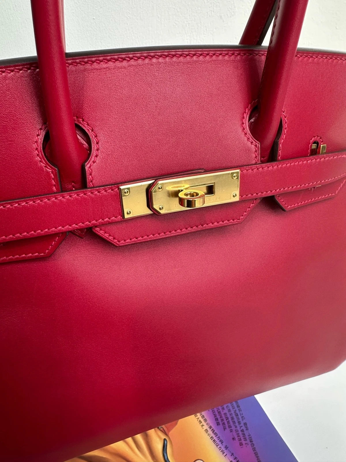 Hermes Birkin 30 Red Tadelakt Leather Gold Hardware Handbag For Women