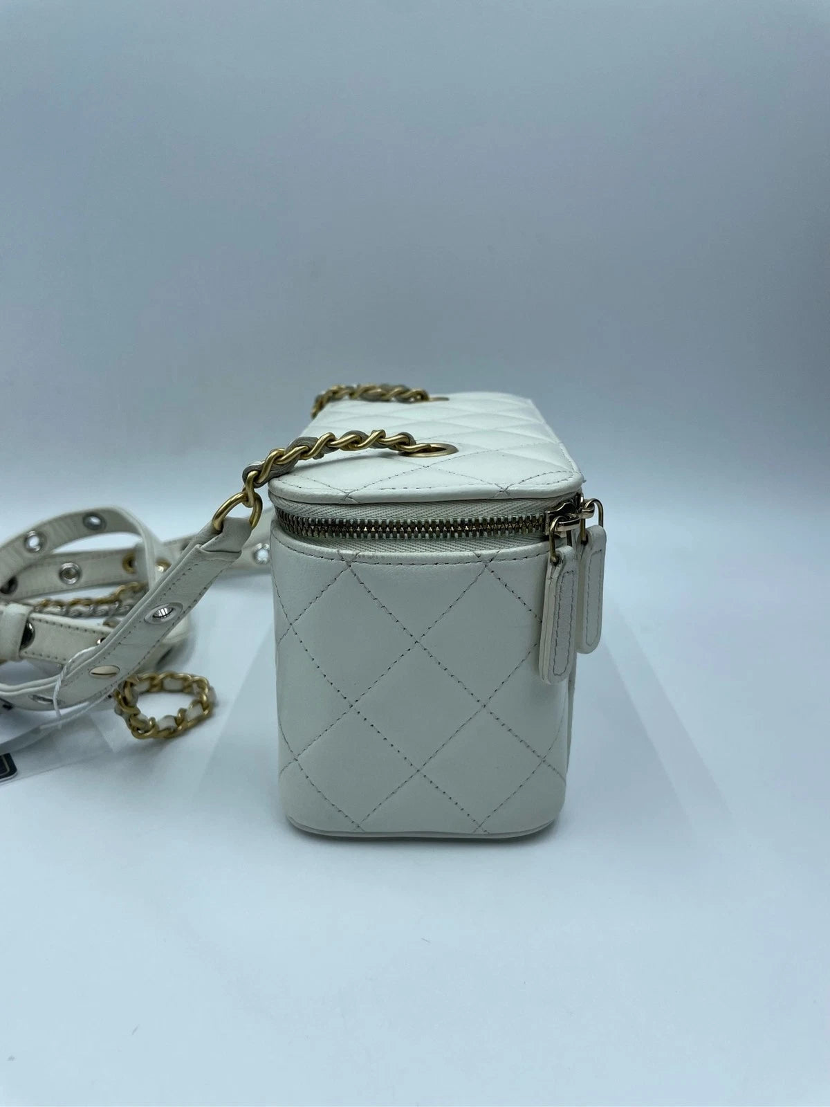 CHANEL White Gold Makeup Case Crossbody For Women