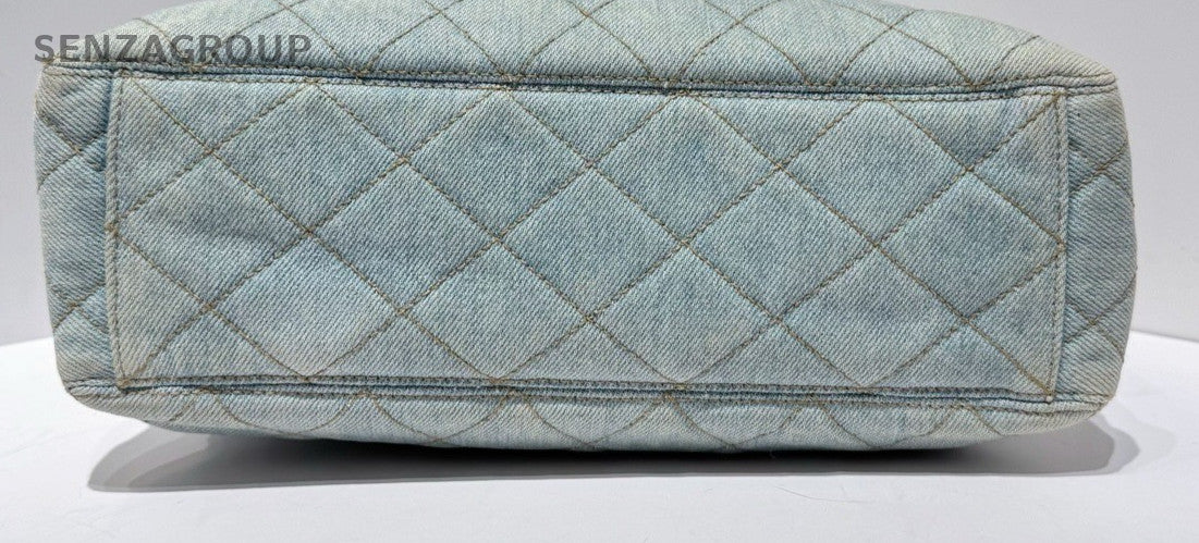 Chanel Tote Vintage Shoulder Bag Blue Used Women Diamond Classic