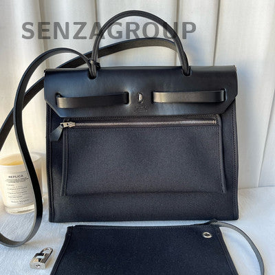 Hermès Herbag 31 Black Silver Tote Shoulder Bag Classic Women