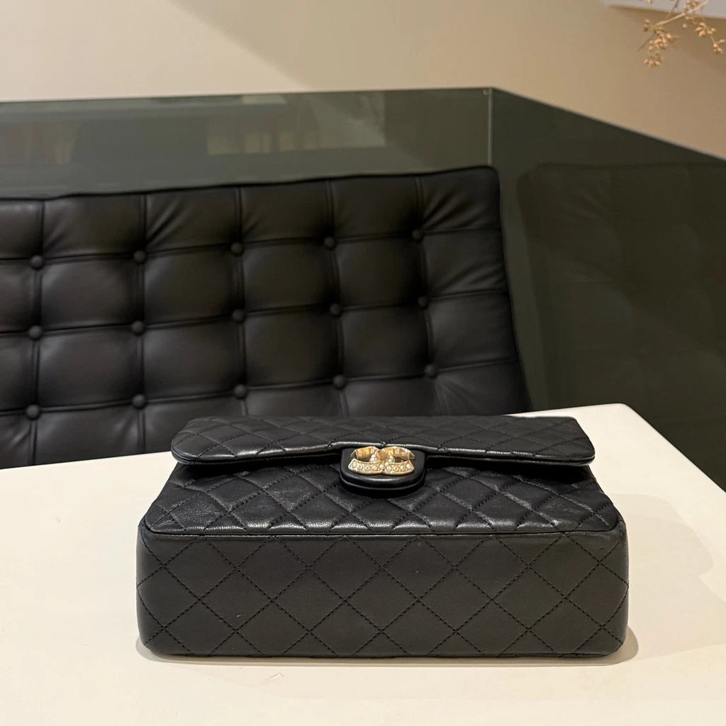 Chanel Classic Flap Black Quilted Gold Chain Shoulder Bag
