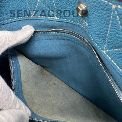 Vintage Hermès Togo Blue Tote Bag Women's Briefcase Silver Hardware