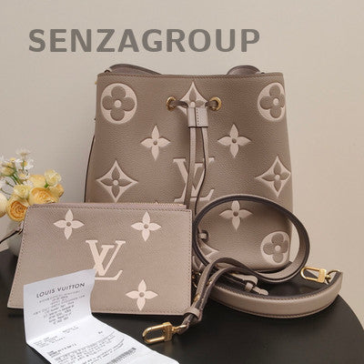 Louis Vuitton Monogram Bucket Shoulder Crossbody Bag Grey Gold Women