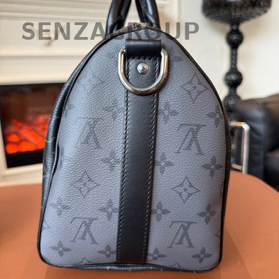 Louis Vuitton Keepall 35 Monogram Black Silver Handbag Unisex