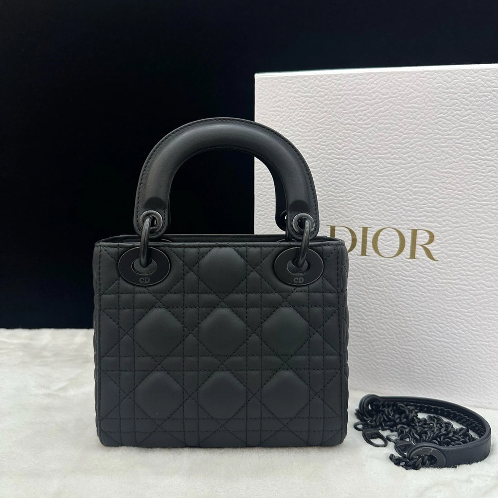 Dior Lady Dior Black Shoulder Bag Chain Bag Excellent