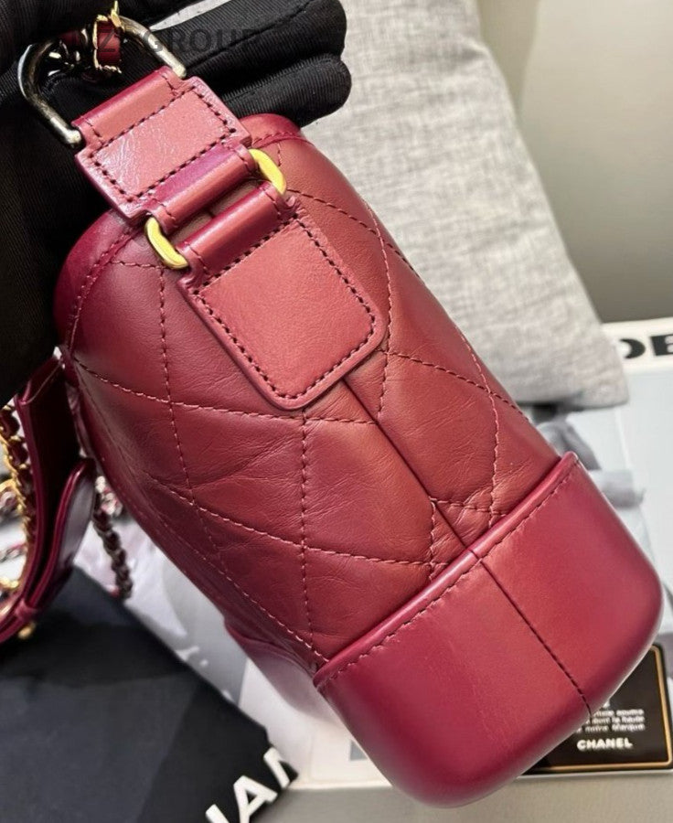 Chanel Gabrielle PM Chain Shoulder Bag Diamond Red Women Classic Designer