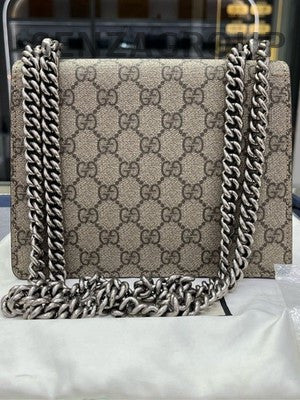 Gucci Small Dionysus Shoulder Bag Suede Brown Silver Hardware
