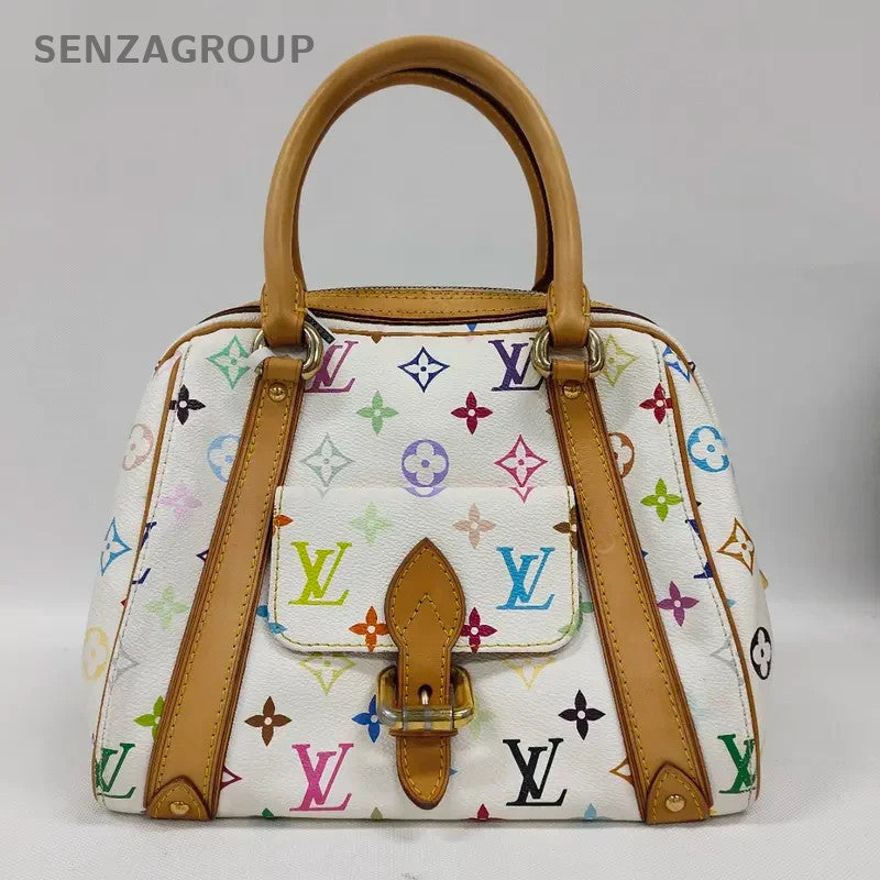 SJ0001 Louis Vuitton  white Multicolore Bowling Bag Takashi Murakam 26309