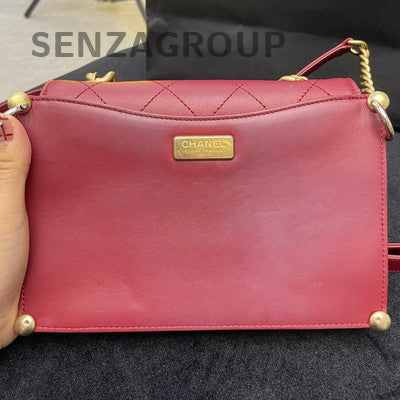 Chanel Red Quilted Classic Flap Bag Gold Hardware Chain Strap