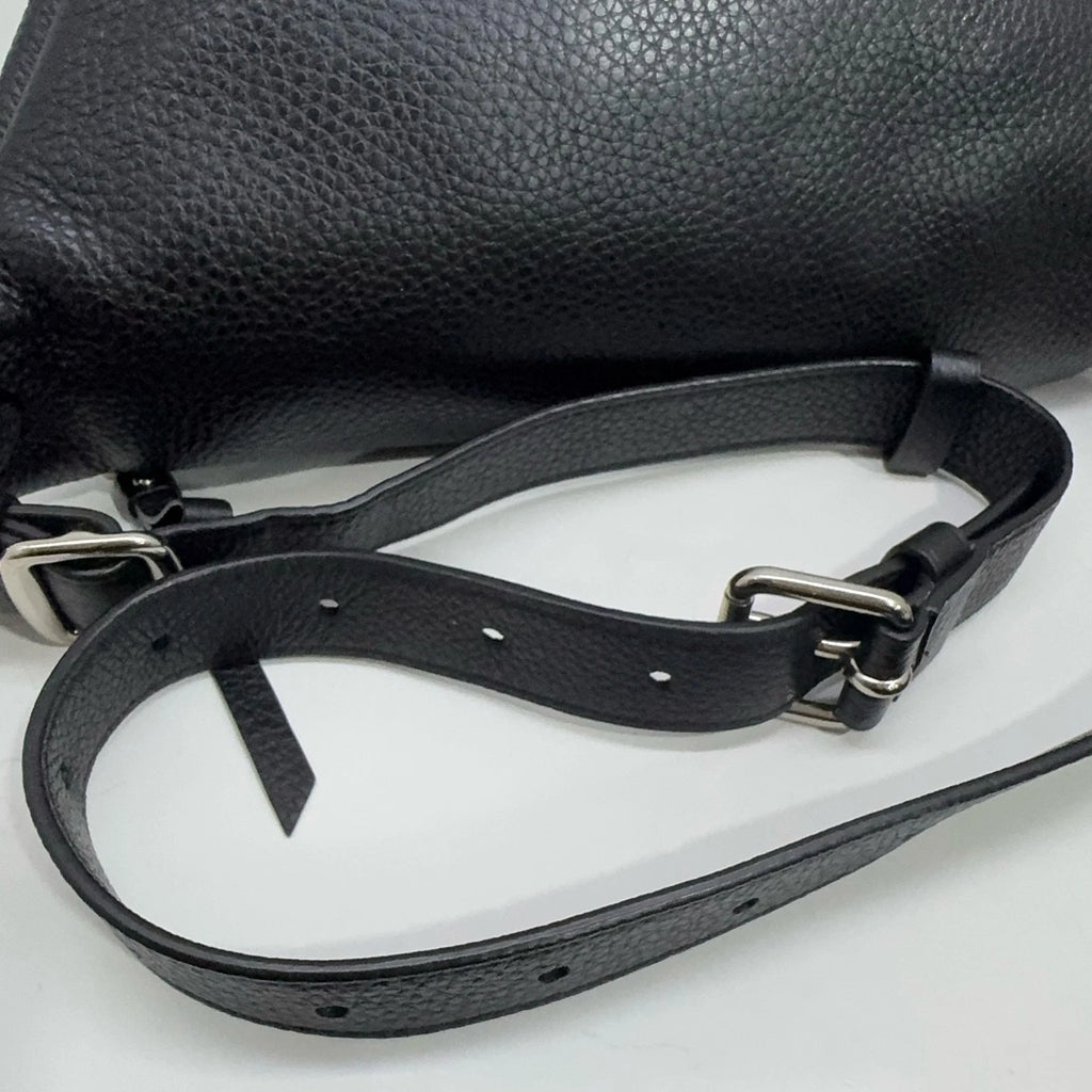 Coach Black Pebbled Leather Rivet Logo Zipper Waist Bag For Women