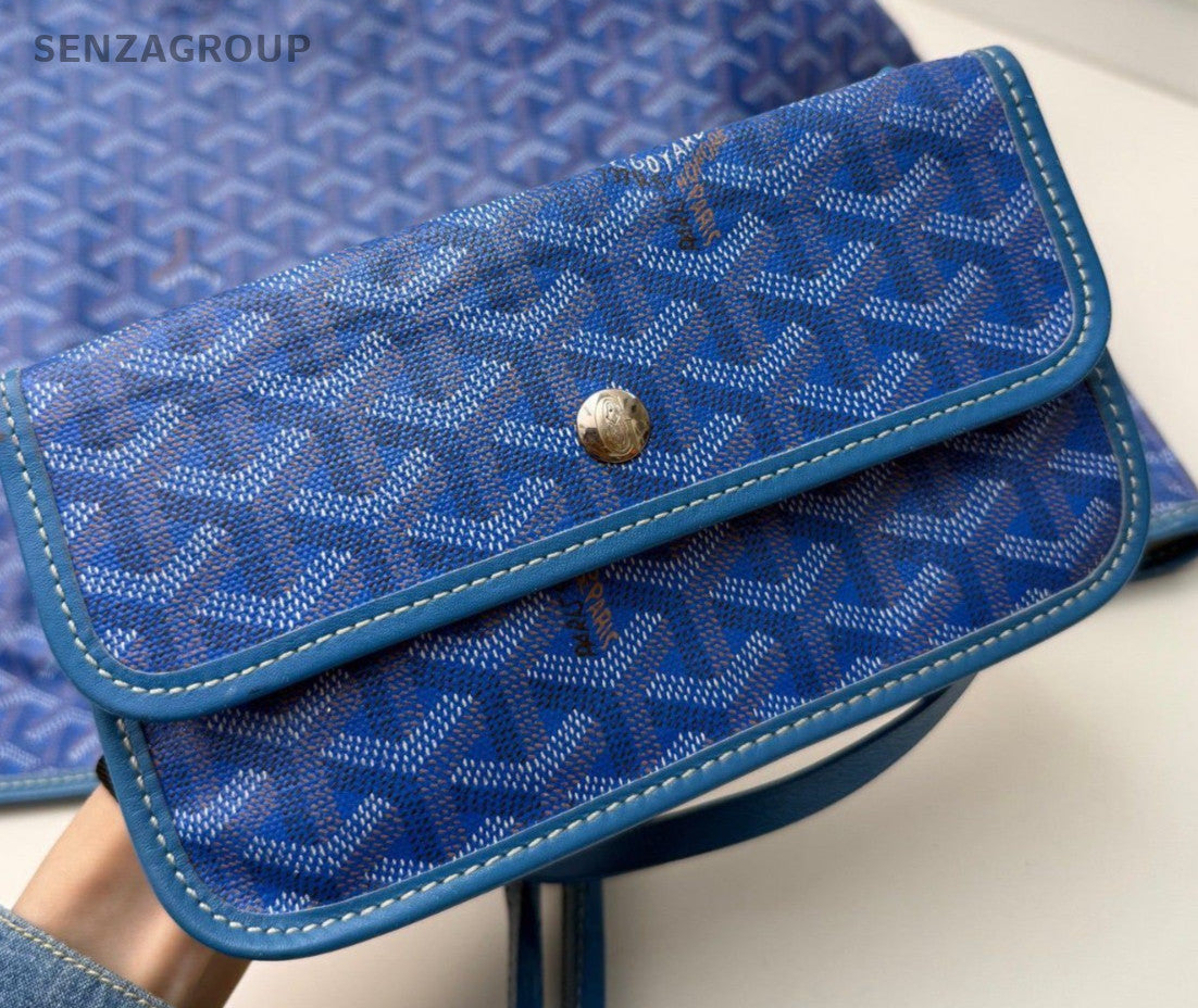 GOYARD Saint Louis Monogram Canvas Tote Shoulder Bag Women Blue