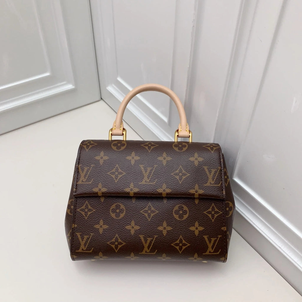 Louis Vuitton Cluny Brown Gold Crossbody Top Handle Excellent
