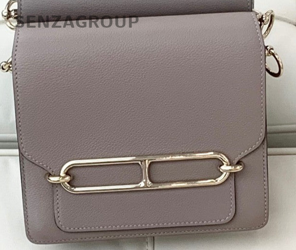 Hermes Roulis Mini Evercolor 2Way Shoulder Bag Crossbody Gray Gold Women Classic