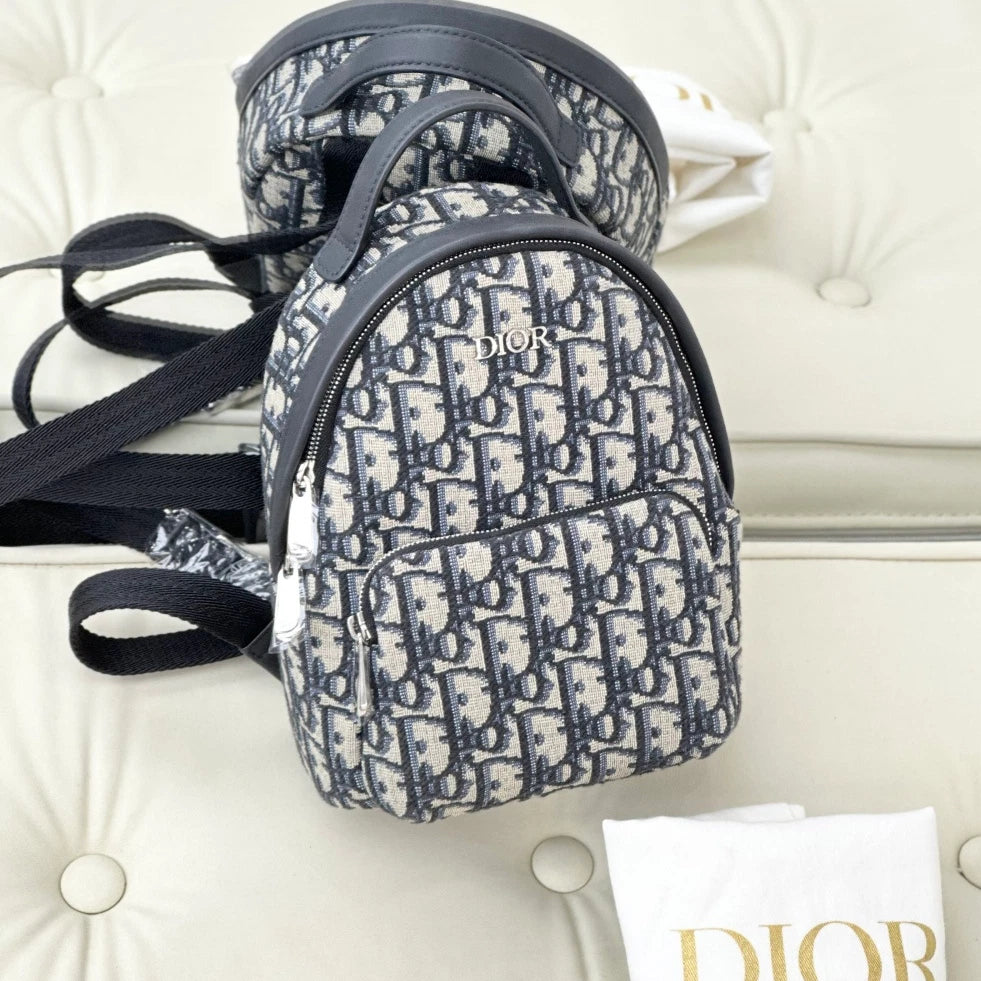 Christian Dior Oblique Mini Backpack Black Silver Hardware Women S