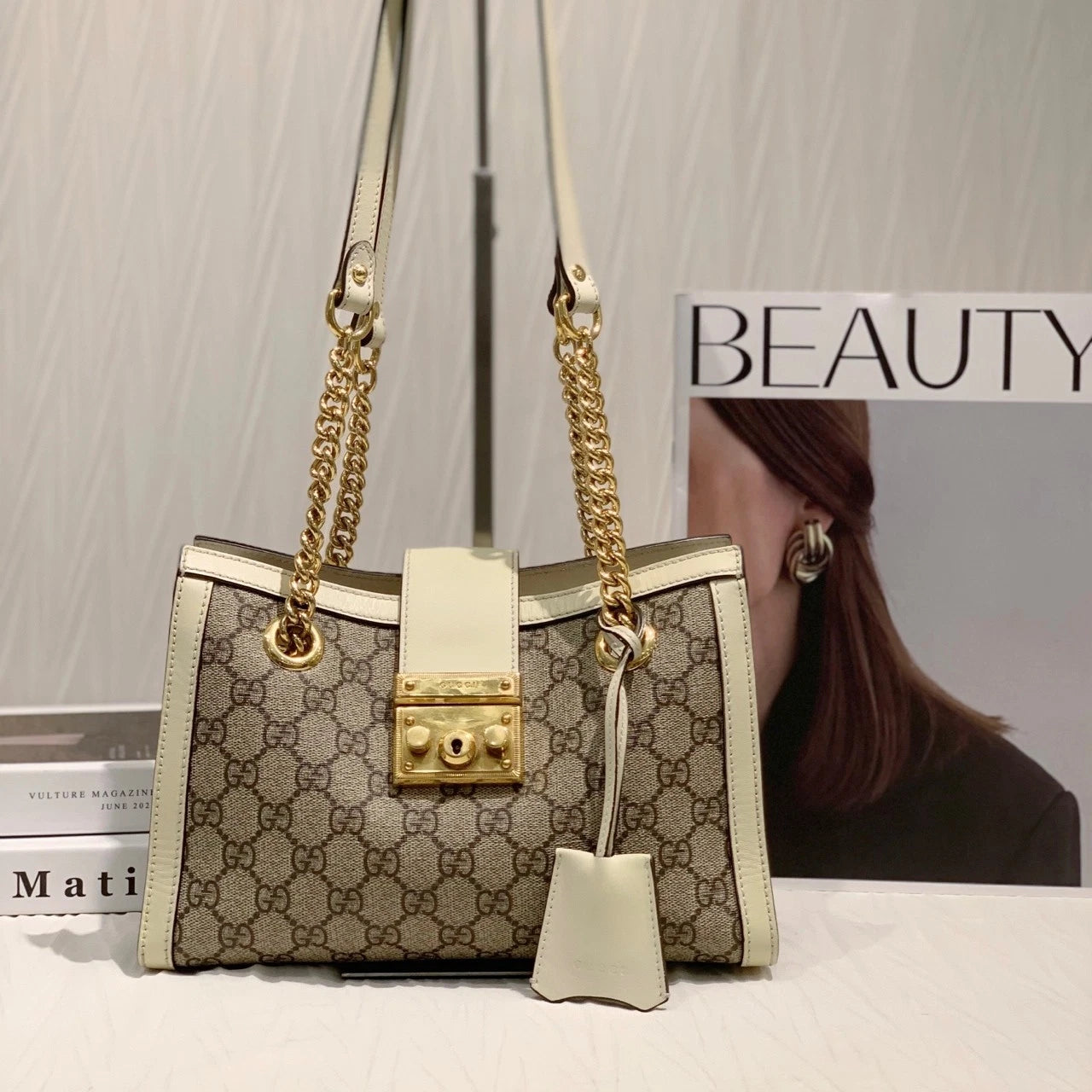 Gucci Canvas Classic White Small Shoulder Bag For Women