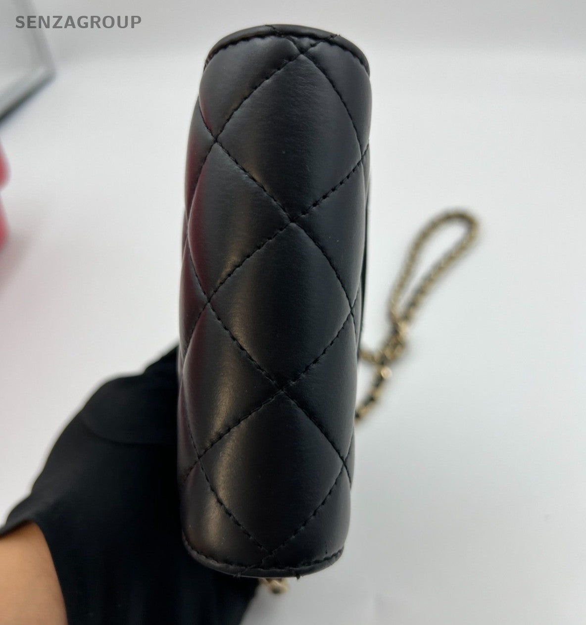 Chanel Diamond Mini Calfskin Chain Shoulder Crossbody Black Gold Women Classic