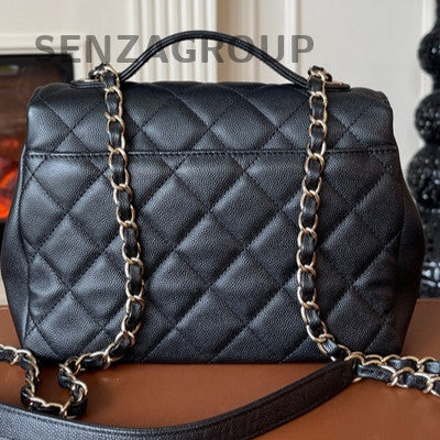 Chanel Quilted Calfskin Chain Shoulder Crossbody Bag Black Gold