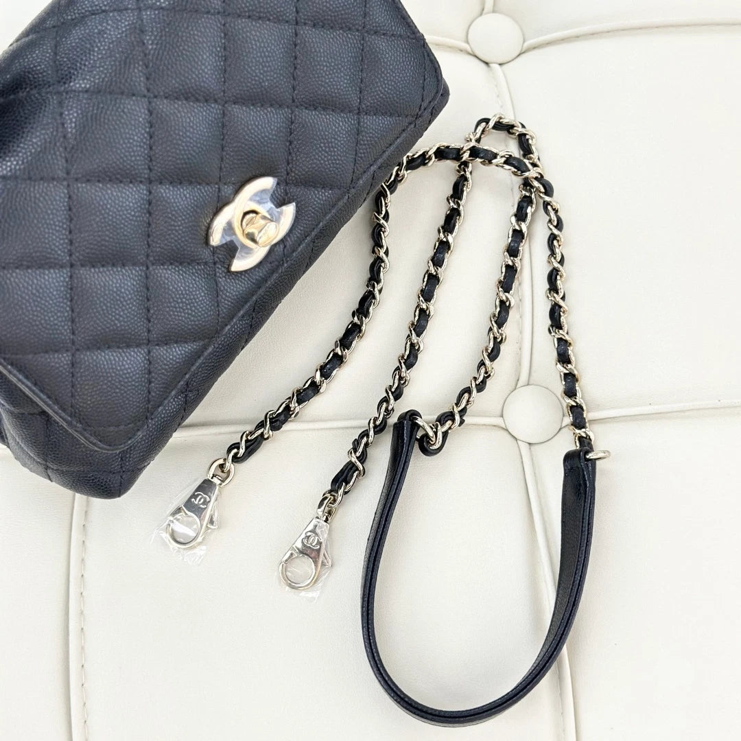 Chanel Coco Handle Mini Calfskin Chain Top Handle Shoulder Bag Black Women S