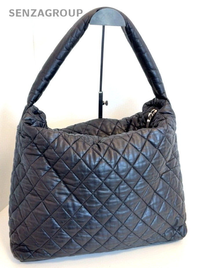 CHANEL SportLine Hobo Diamond pattern Shoulder bag Black