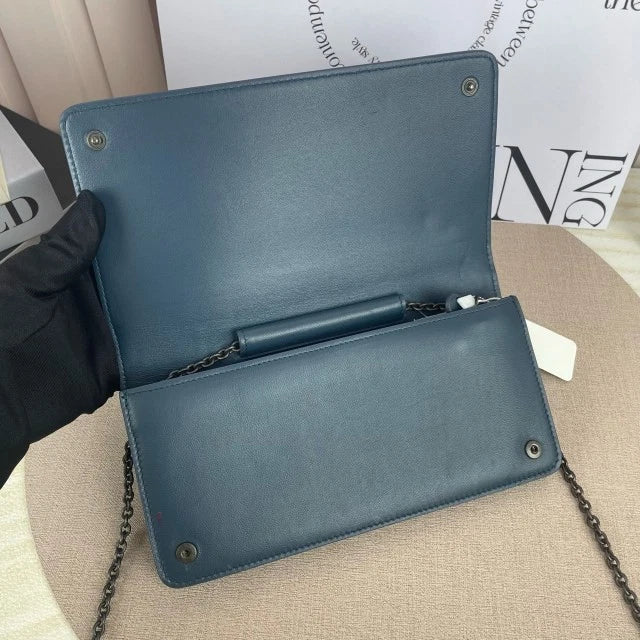 Bottega Veneta Long Wallet Chain Crossbody Gray For Women