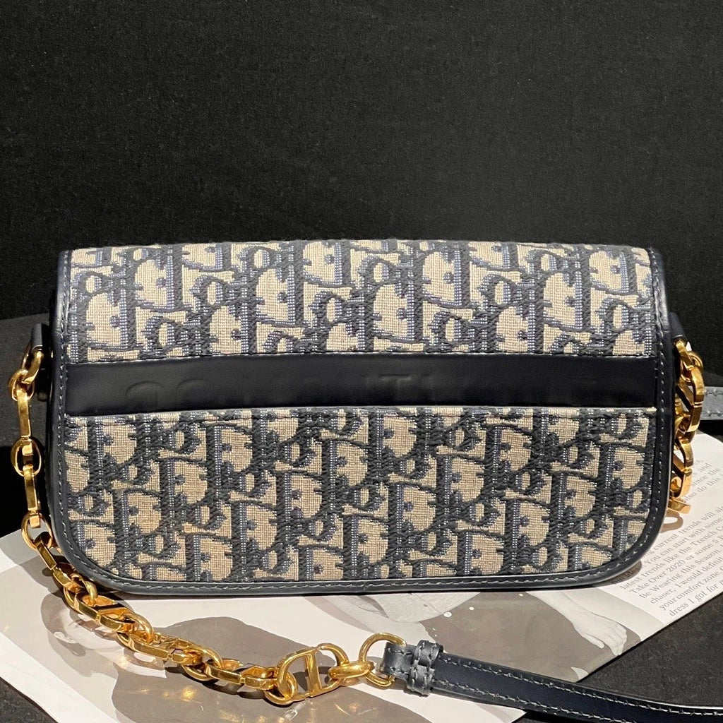Excellent Christian Dior Avenue30 PM Gold Chain Navy Shoulder Bag Crossbody