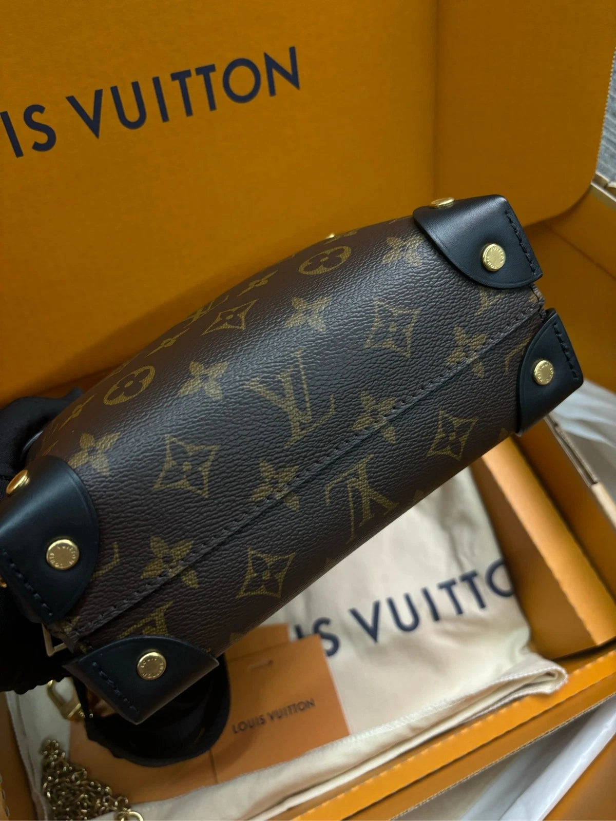 Louis Vuitton Petite Malle Souple Canvas Crossbody Handbag For Women