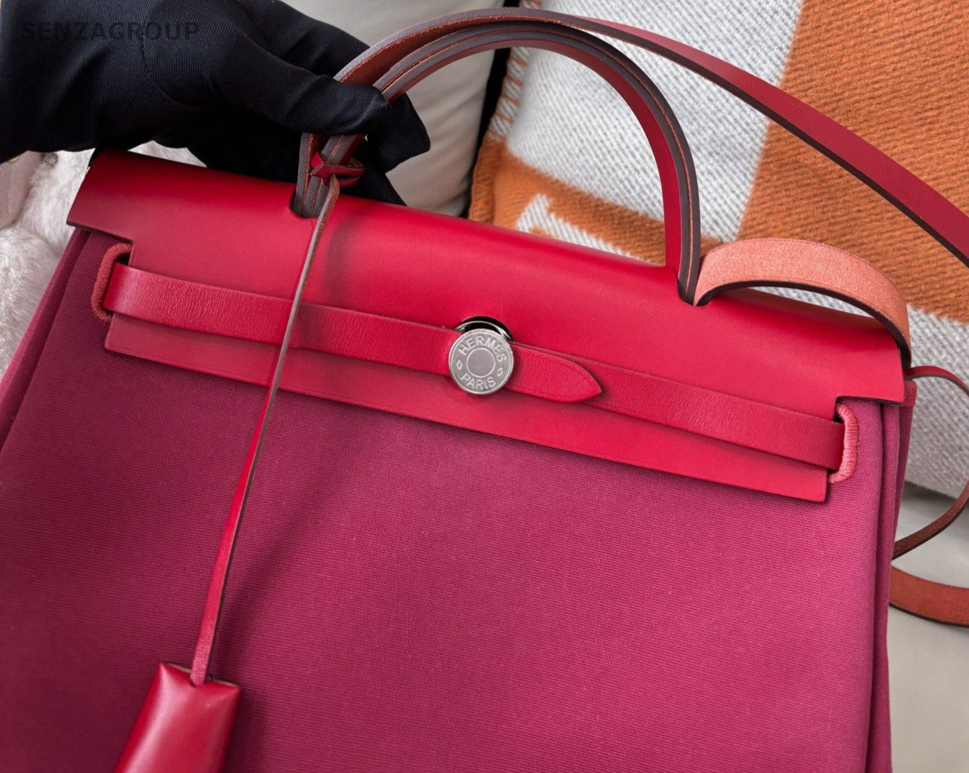 Hermes herbag31 Top Handle Shoulder Crossbody Bag Red Women