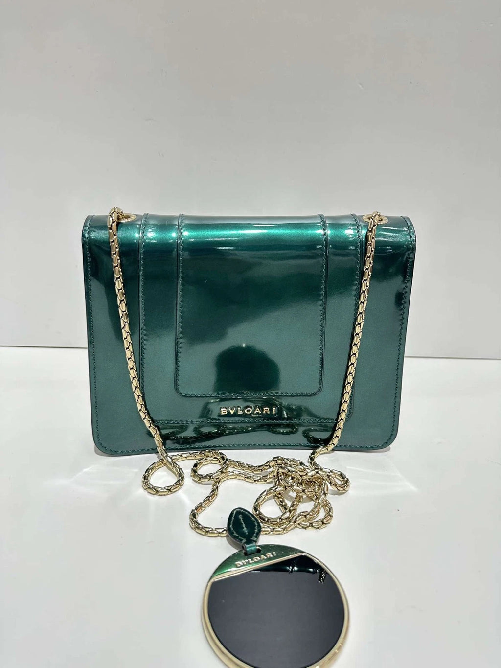 Bvlgari Serpenti Small Green Patent Shoulder Crossbody Bag For Women