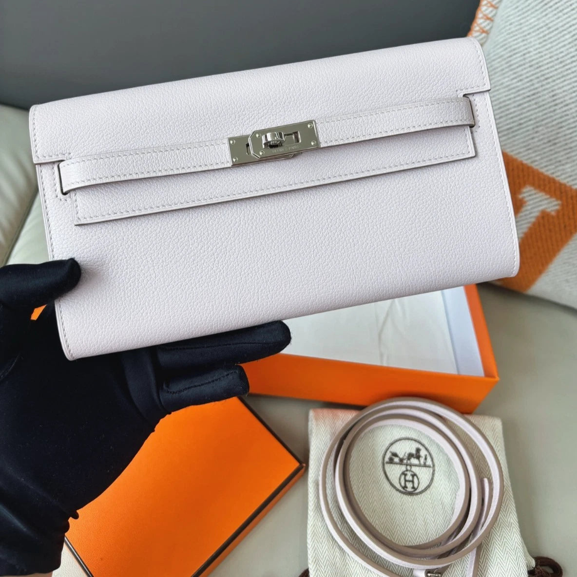 Hermes Kelly to Go Evercolor Handbag Shoulder Bag Purple Excellent