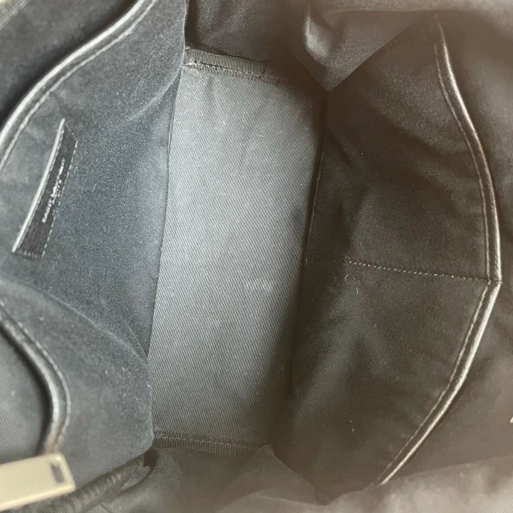 Saint Laurent Black Calfskin Canvas Backpack For Women