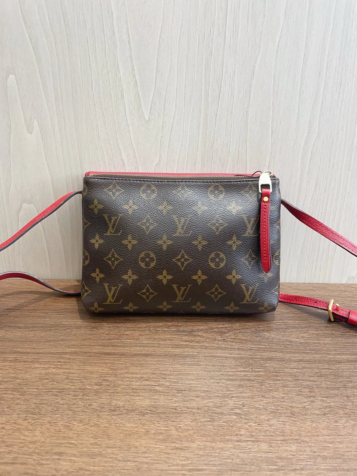 Louis Vuitton Monogram Canvas 2Ways Shoulder Crossbody Bag Brown Red Women