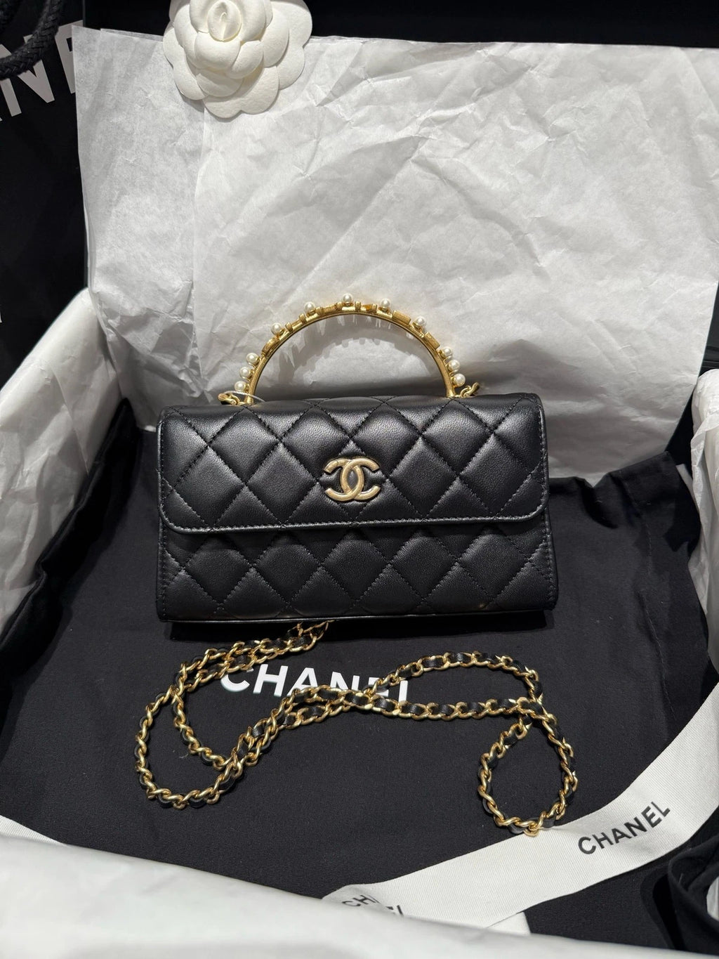 New Full Film CHANEL Pearl Handle Long Kelly Bag For Women