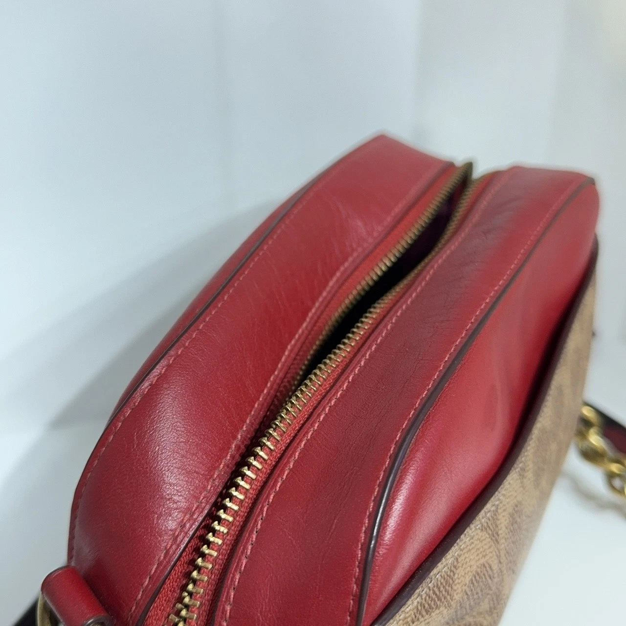Coach Burgundy Monogram Canvas Crossbody Shoulder Bag For Women