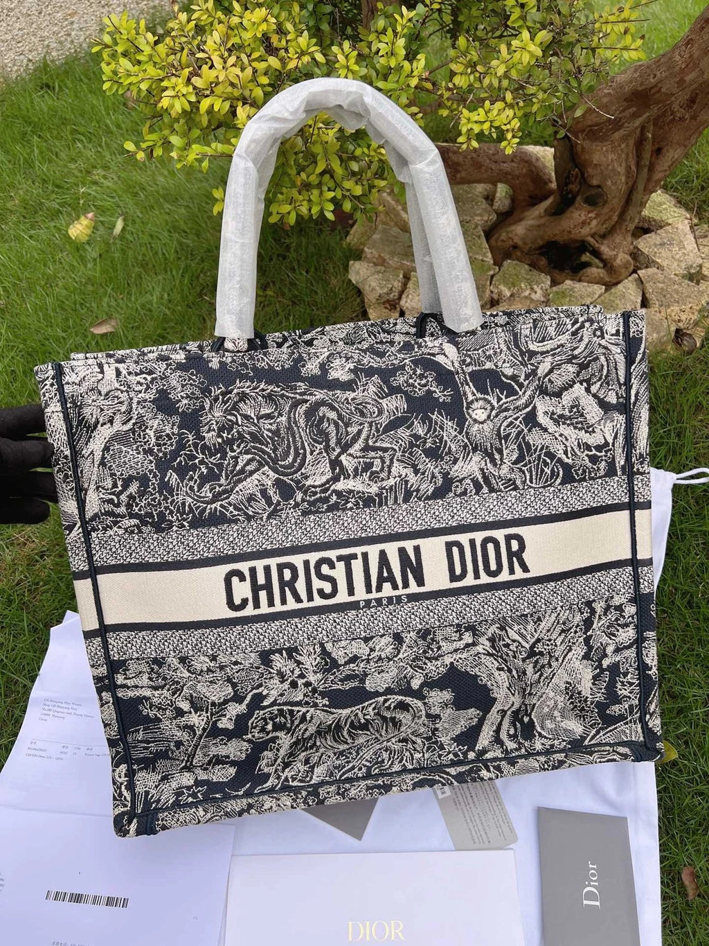 Christian Dior Book Tote Bag Navy Women Classic