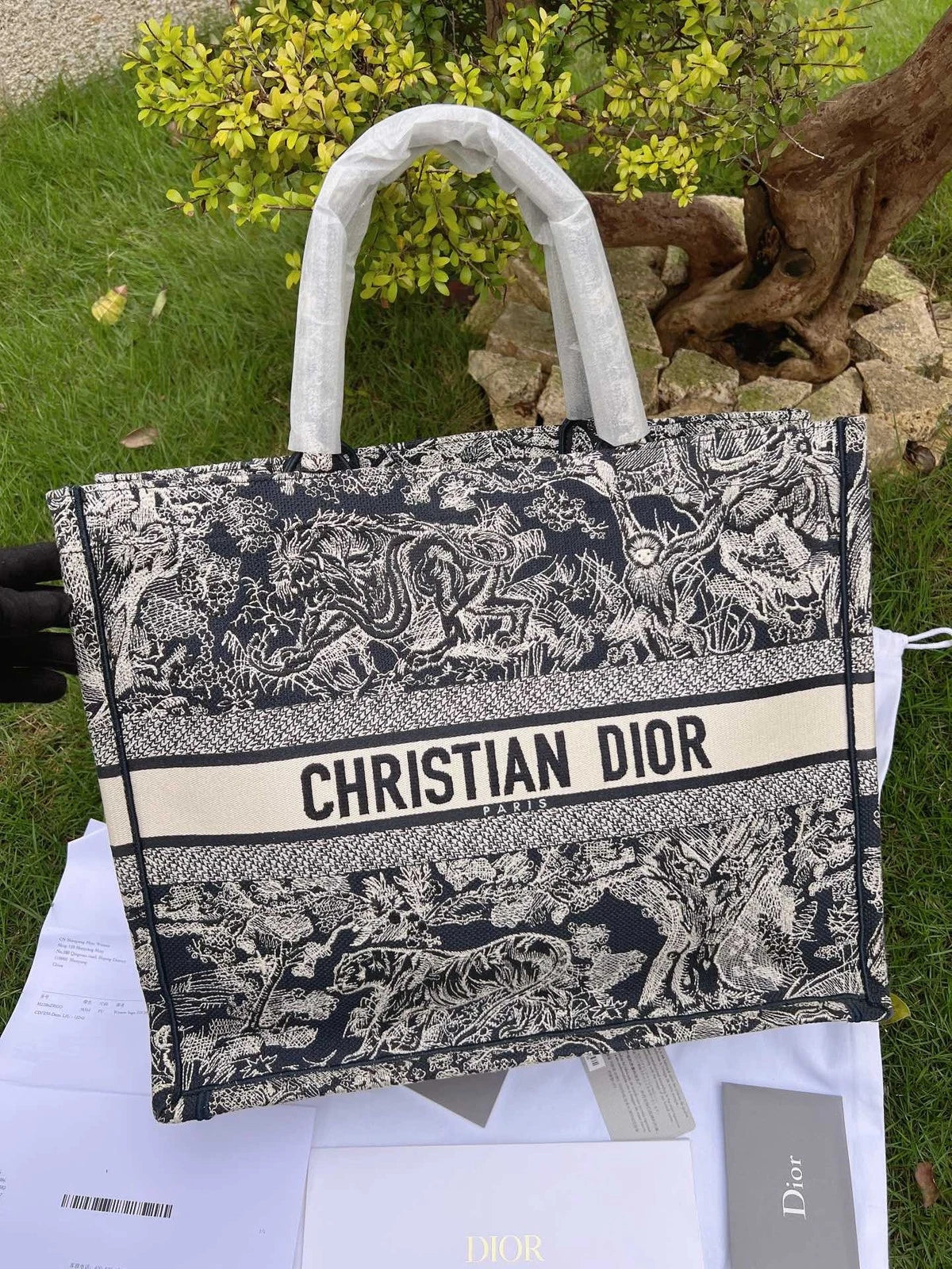 Christian Dior Book Tote Bag Navy Women Classic