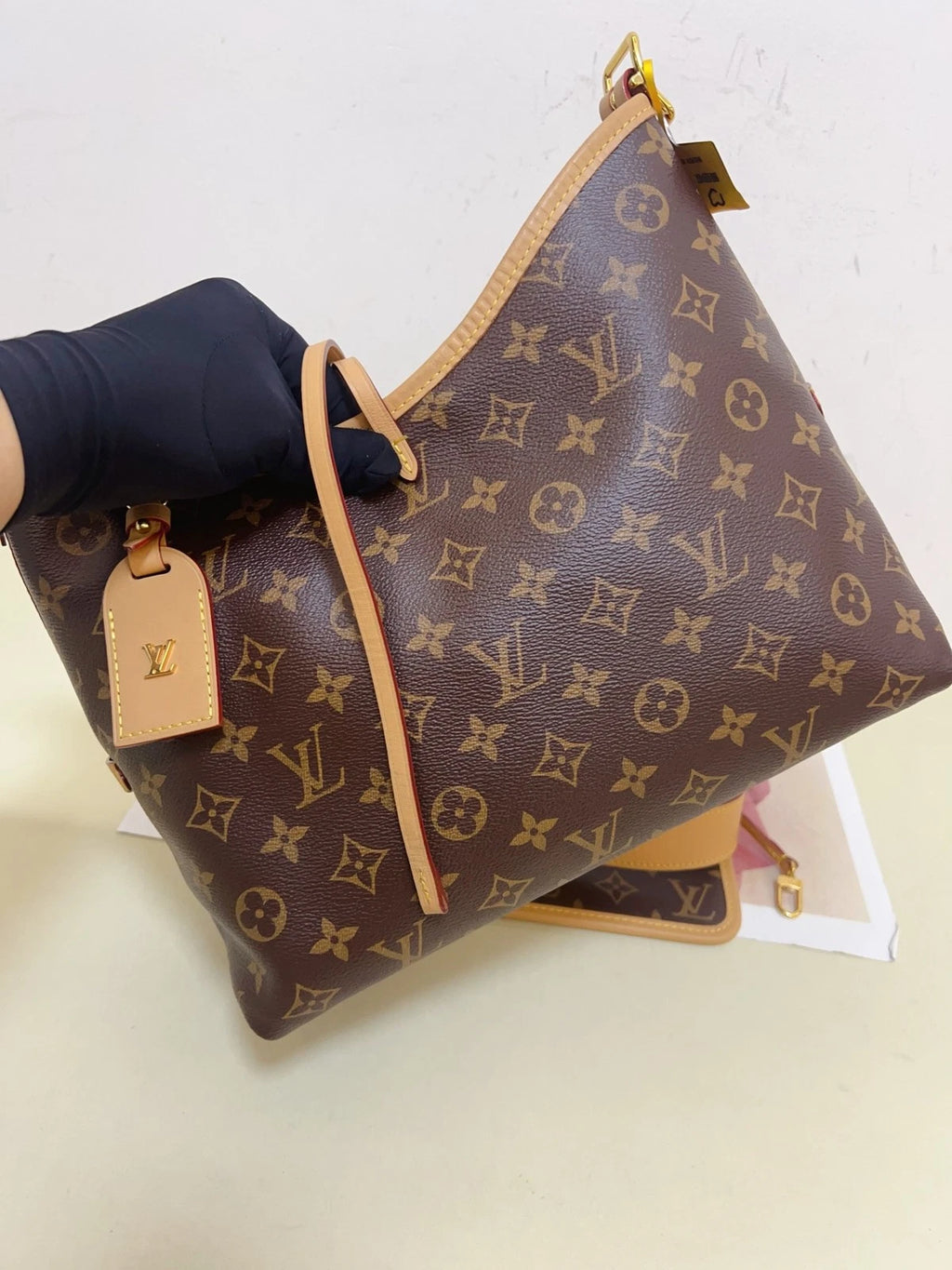 Louis Vuitton Carryall Monogram Brown Gold Shoulder Bag Crossbody Excellent