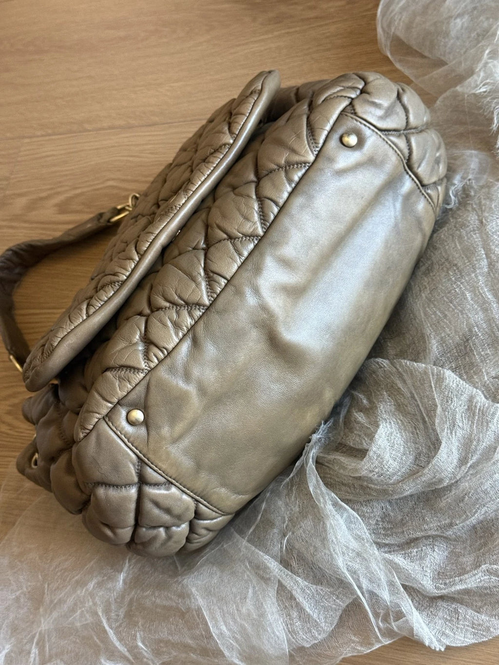 Authentic Chanel Puff Flap Bag Chain Shoulder Bag Gold