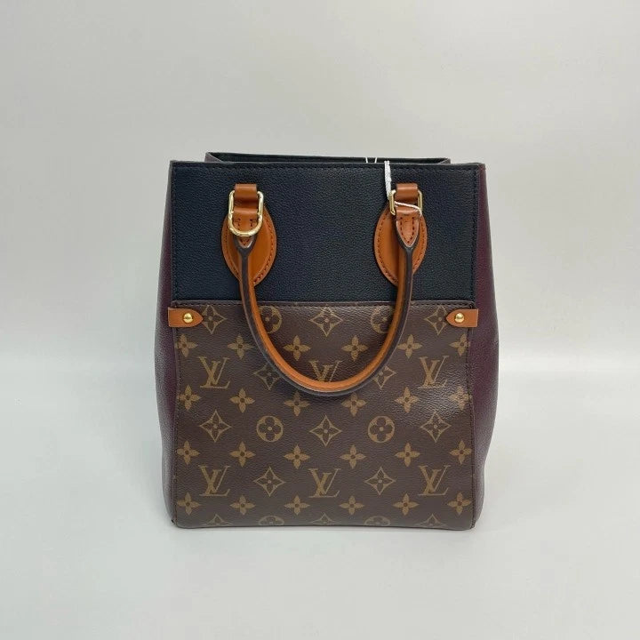 Louis Vuitton Black Red Monogram Canvas Fold Tote Handbag For Women