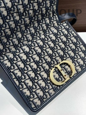 Dior Blue Gold Buckle Monogram Medium Montaigne Shoulder Bag Classic Women