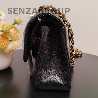 Chanel Classic Flap Small Quilted Chain Shoulder Bag Black Gold