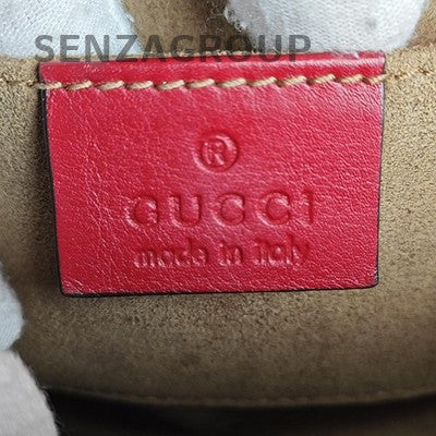 Gucci Padlock Small GG Canvas Chain Shoulder Crossbody Bag Red Brown Gold